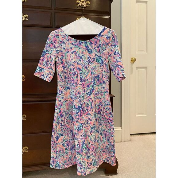 Lilly Pulitzer Celia Terry Dress Multi La Playa Fit and Flare Purple Pink SMALL - Picture 2 of 6